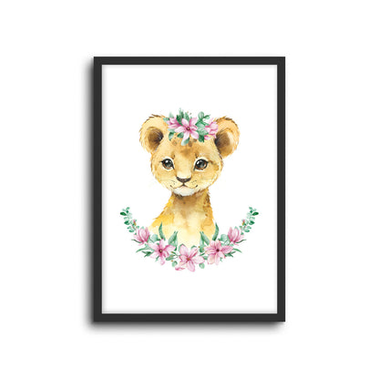 Wall Print |  Lion - Floral