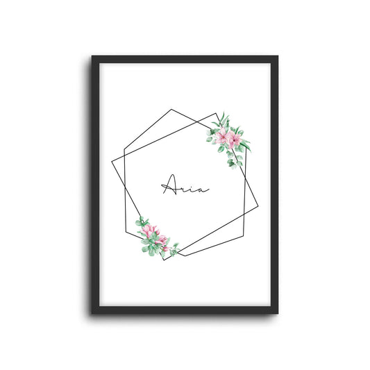 Wall Print |  Floral - Custom Name
