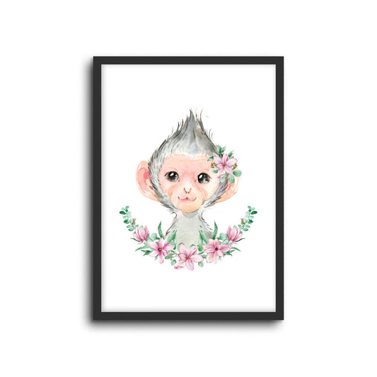 Wall Print |  Monkey - Floral