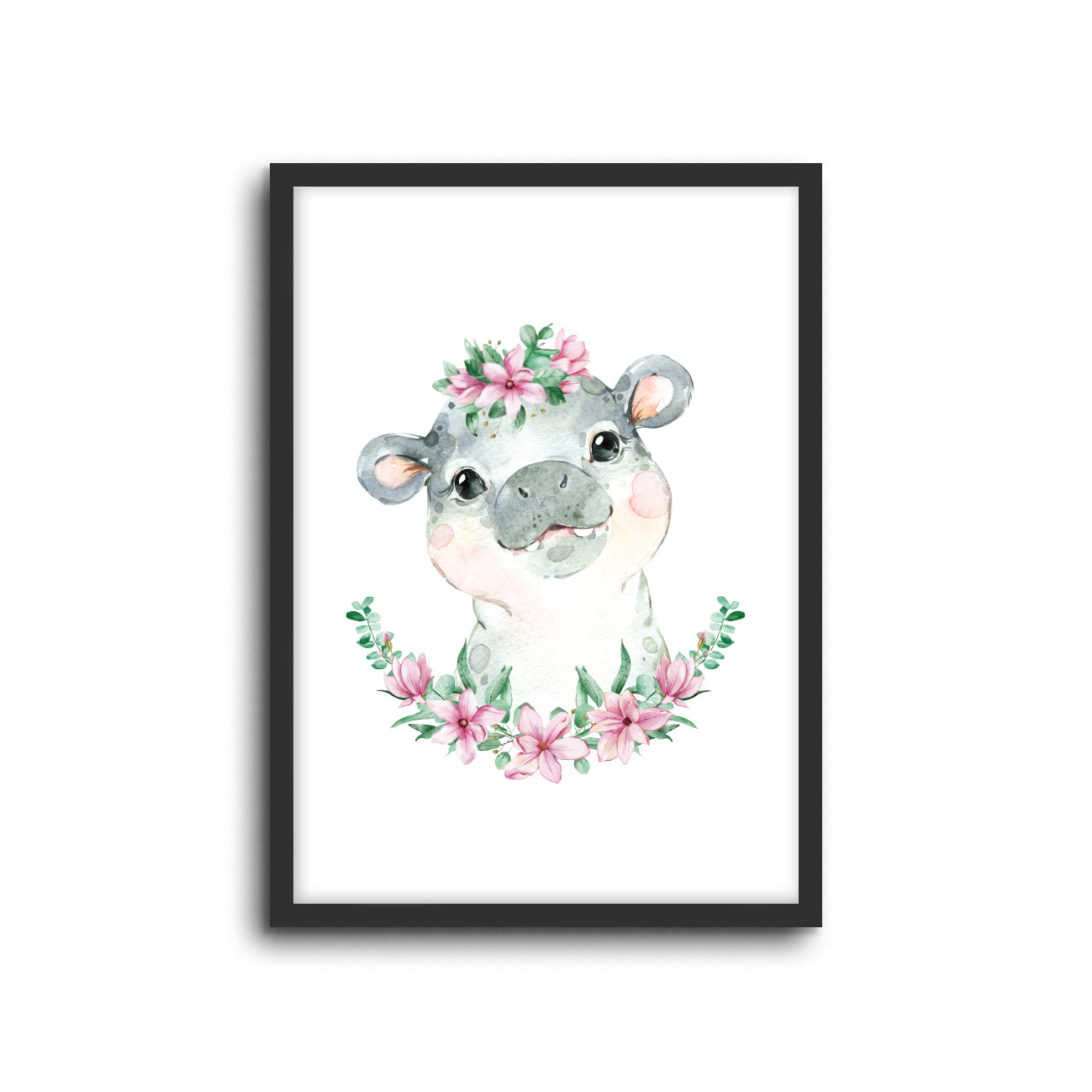 Wall Print |  Hippo - Floral
