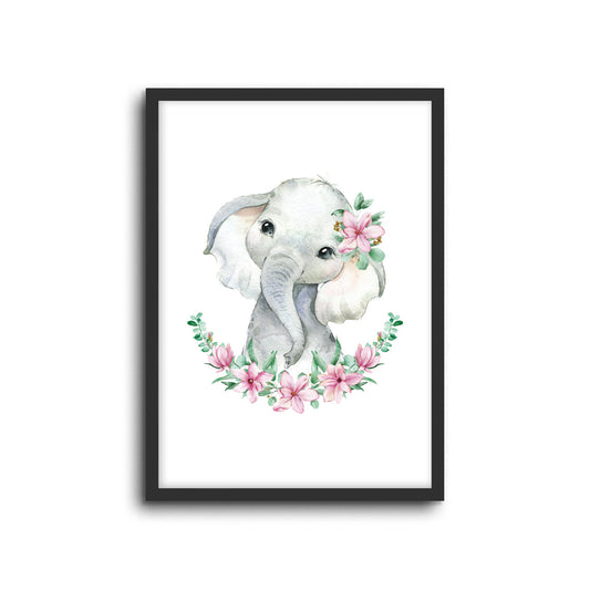 Wall Print |  Elephant - Floral