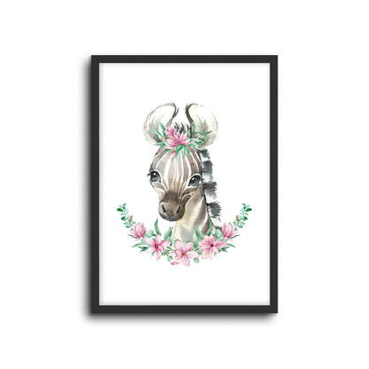 Wall Print |  Zebra - Floral