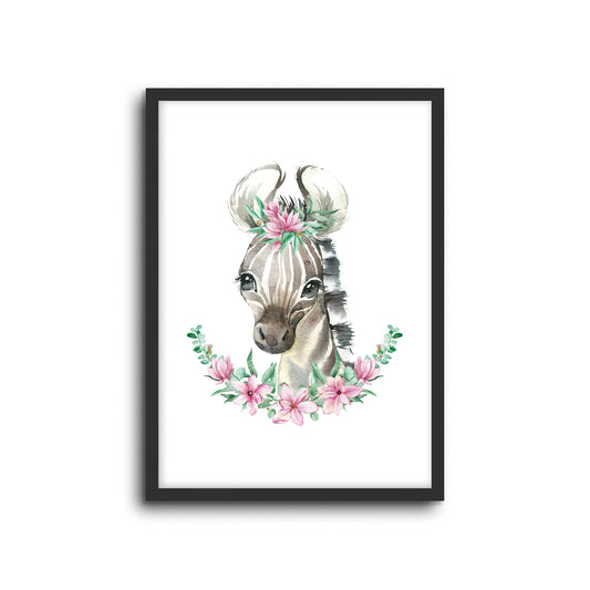 Wall Print |  Zebra - Floral