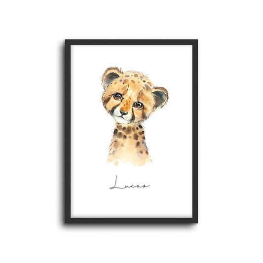 Wall Print |  Cheetah (Custom Name)