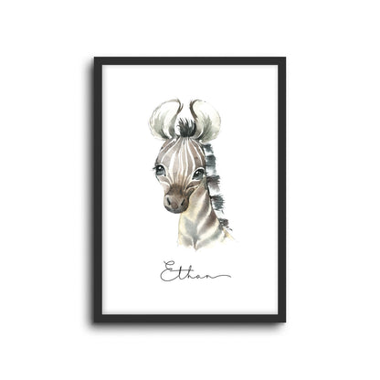 Wall Print |  Zebra (Custom Name)