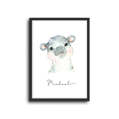 Wall Print |  Hippo (Custom Name)