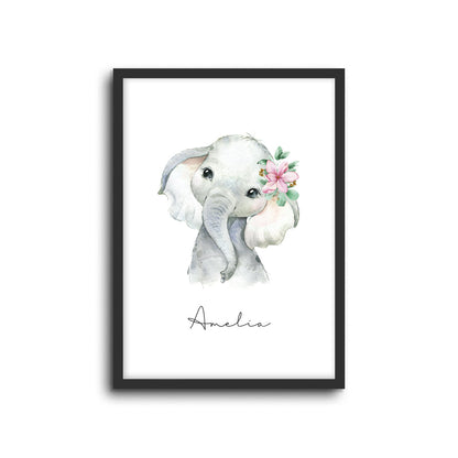 Wall Print |  Elephant (Custom Name)