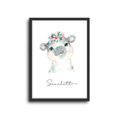 Wall Print |  Hippo (Custom Name)