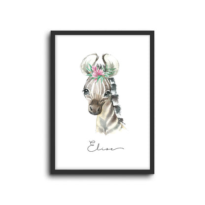Wall Print |  Zebra (Custom Name)