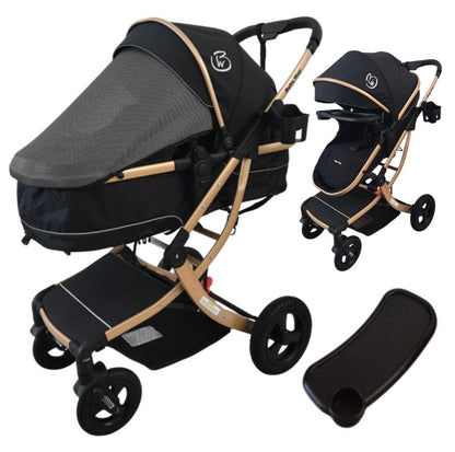 Starla Gold with Grey Colour Pack – 2-in-1 Bassinet to Seat Stroller + Food Tray