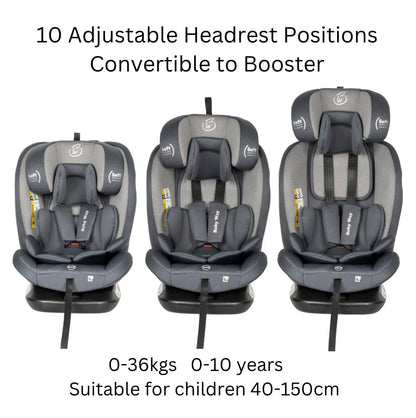 All-Rider 360 Rotating Convertible i-Size R129 Car Seat with ISOFIX and Top Tether - GREY