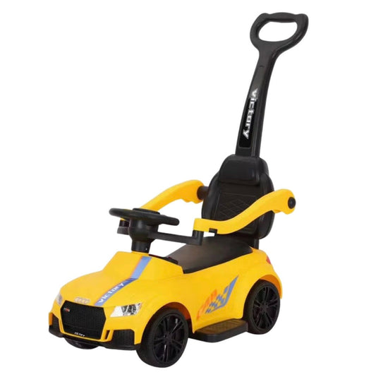 Kids Ride-On Push Race Car with Lights and Music – YELLOW