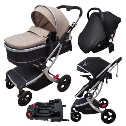 Preorder - Legacy Travel System - Stroller + Bassinet + Capsule with Mattress and Food Tray - Beige Skin