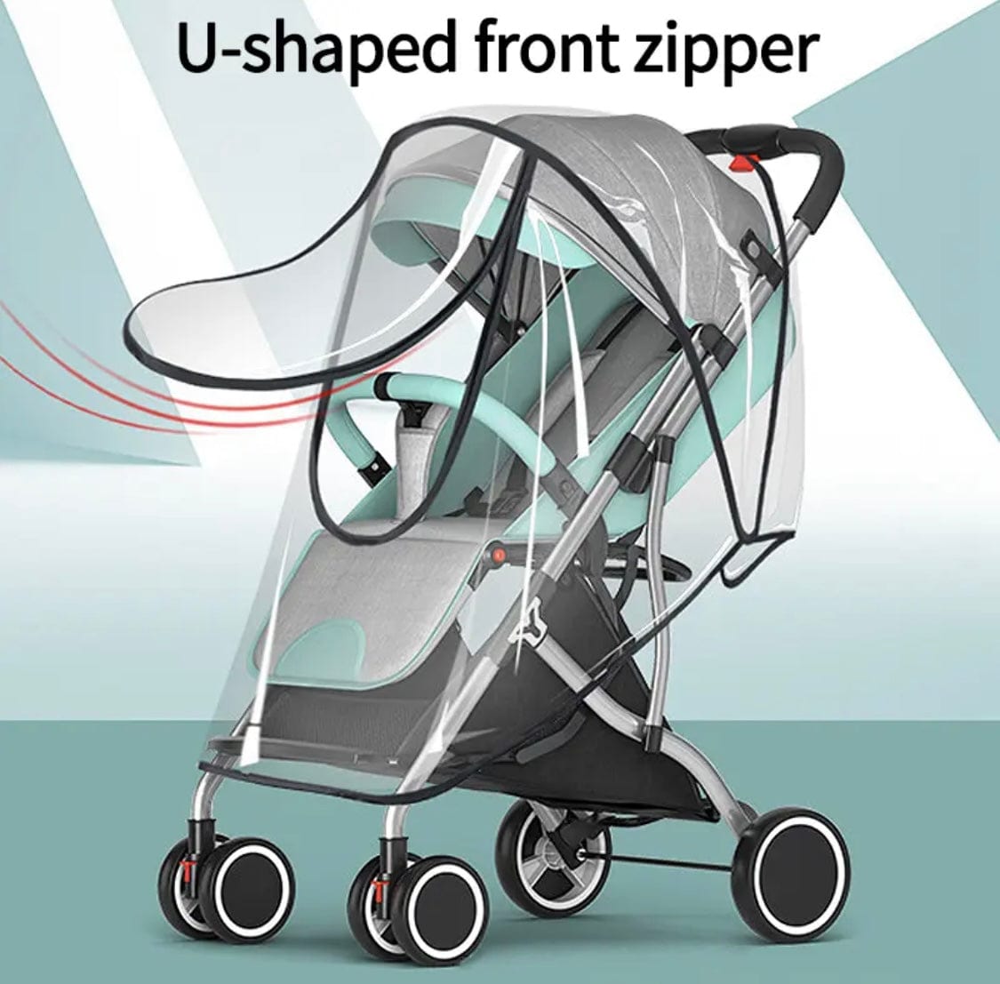 Universal Fit Transparent Stroller Rain Cover with U-Shaped Zipper