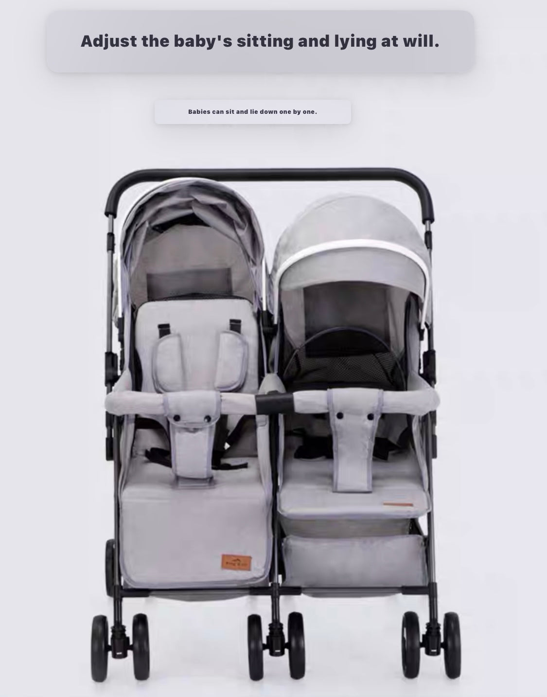 Black 2-Way Folding Compact Double / Twin Stroller + Rain Cover