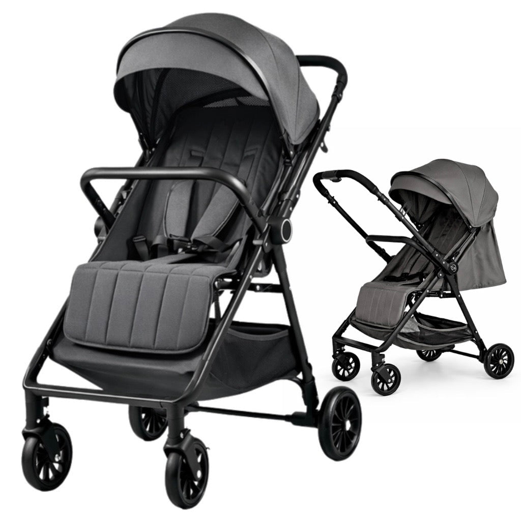 NextSteps Compact Travel-Friendly Switch Stroller + Racer Black Booster Car Seat