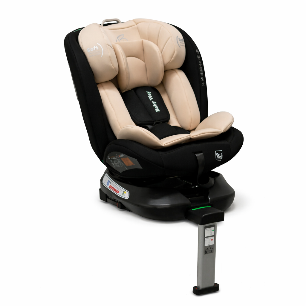 Preorder - SafeOrbit Beige i-Size 360 Rotating Car Seat with ISOFIX and Support Leg