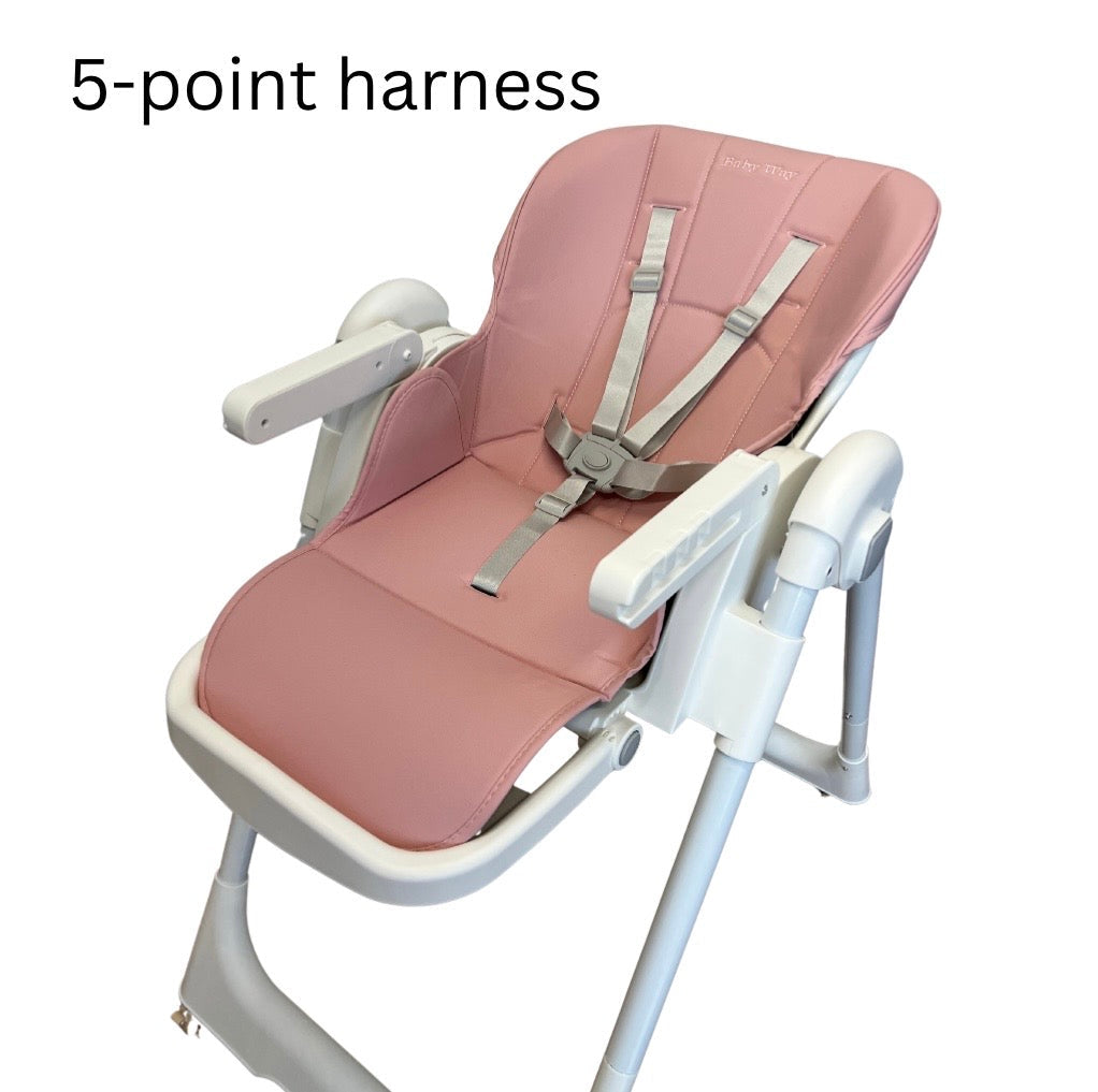 Elevate Adjustable and Folding High Chair with Locking Wheels & Storage Basket - PINK