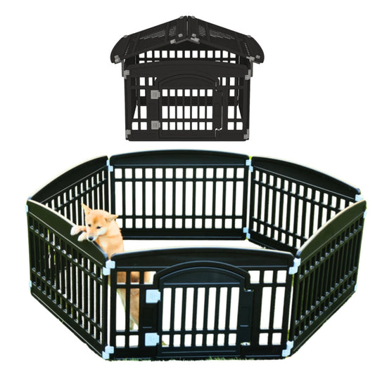 Preorder - Adjustable Pet Play Pen – 6 Panels with Lockable Door & Roof