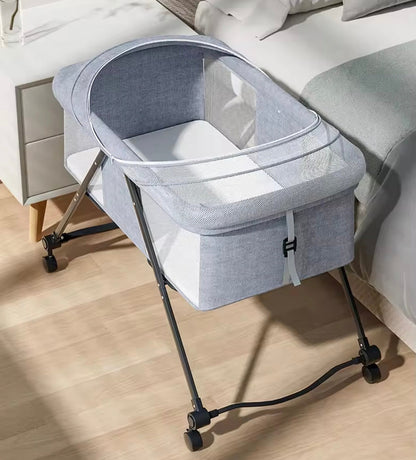Preorder - Luna Portable Compact Folding Baby Bassinet with Canopy and Locking Wheels