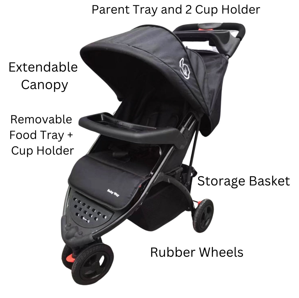 Agile 3-Wheel Compact Stroller + Food Tray + Parents Tray