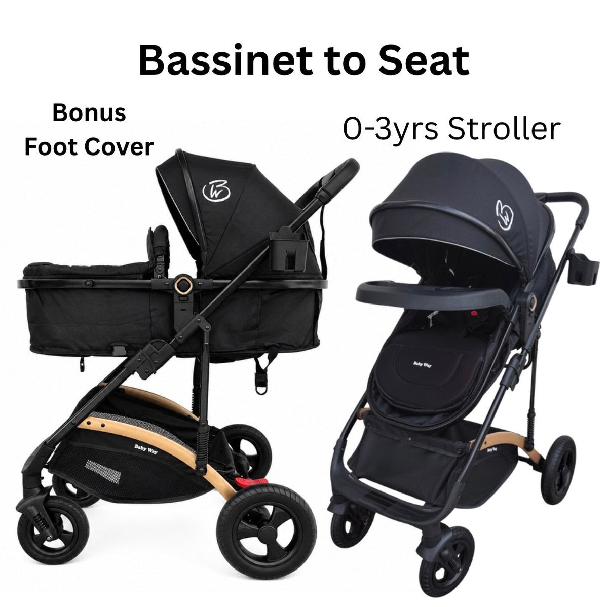 Preorder - Titan 3in1 Stroller + Bassinet + i-Size Capsule Car Seat Combo with Sunshade Set and Food Tray
