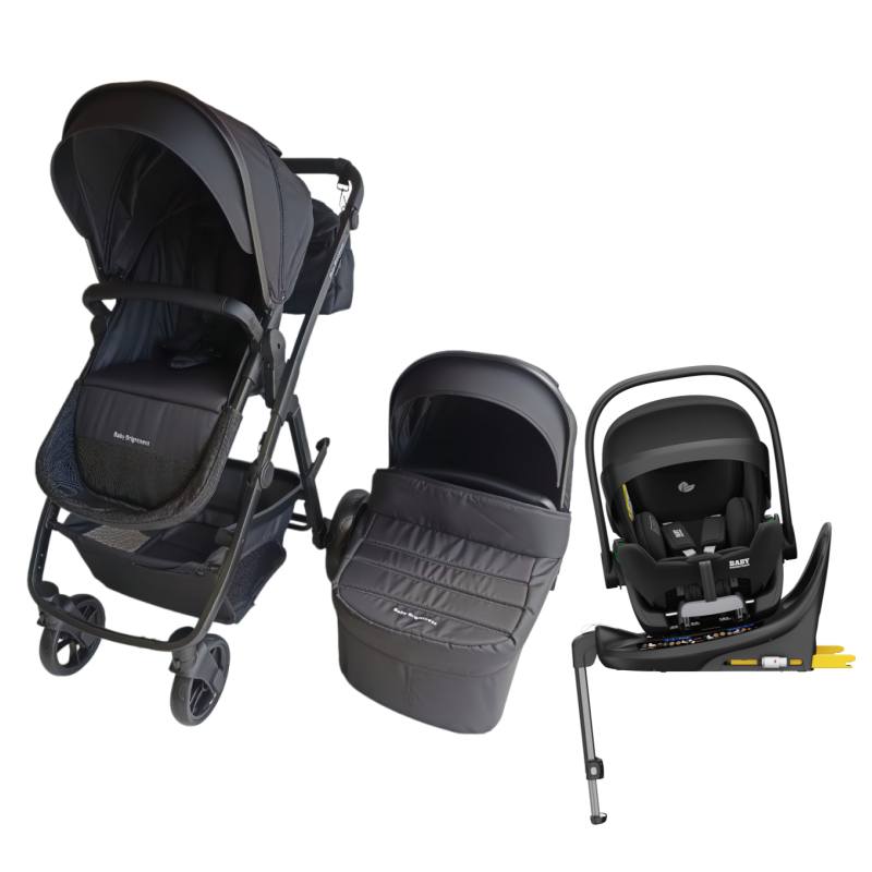 Pre-order Newborn Pram – Palms 1+ Stroller with Bassinet, Reclining Car Seat and Rotating ISOFIX Base (Black)