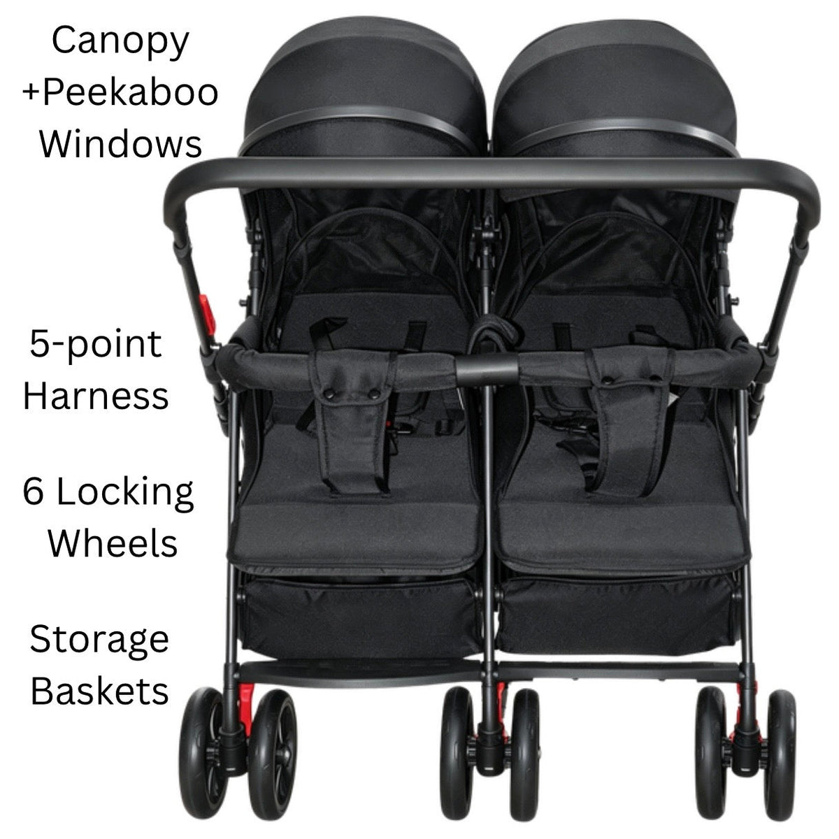 Preorder - TwinGo Black 2-Way Folding Compact Double / Twin Stroller + Rain Cover