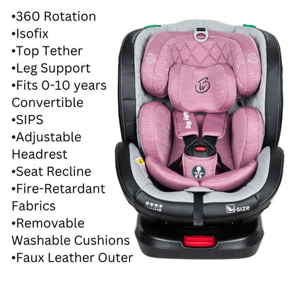 Preorder - Supra Pink Bundle - 4in1 Stroller Buggy + Bassinet + Capsule with ISOFIX Base Combo + Royal 360 Rotating Convertible Car Seat