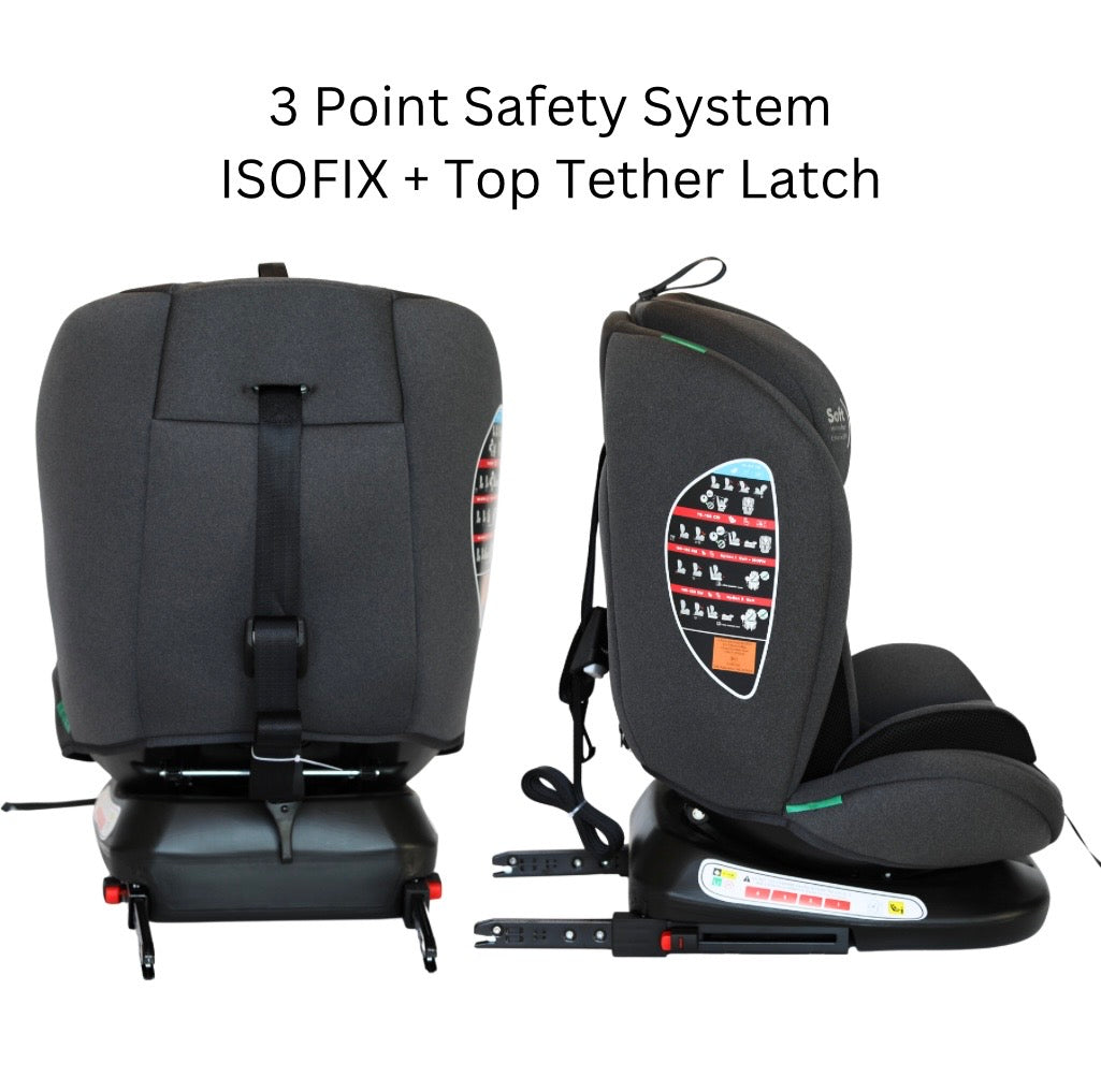 All-Rider Charcoal 360 Rotating Convertible iSize Car Seat with ISOFIX and Top Tether