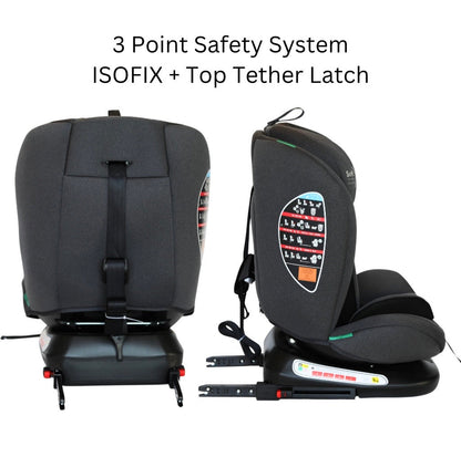 All-Rider Charcoal 360 Rotating Convertible iSize Car Seat with ISOFIX and Top Tether