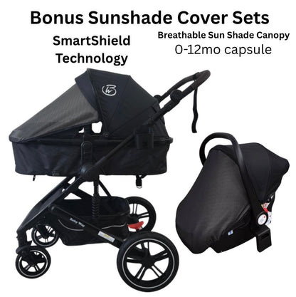Preorder - Supra Sapphire Bundle - 4in1 Stroller Buggy + Bassinet + Capsule with ISOFIX Base Combo with 360 GoldSpin Rotating Convertible Car Seat