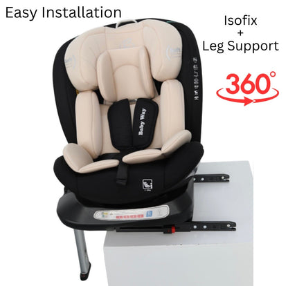 Preorder - SafeOrbit Beige i-Size 360 Rotating Car Seat with ISOFIX and Support Leg