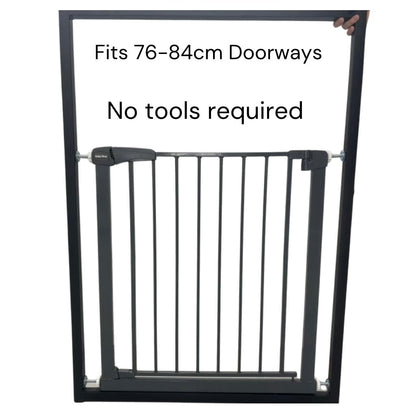 Black Safety Gate – Secure Baby & Pet Barrier (Fits 75-84 cm Doors)