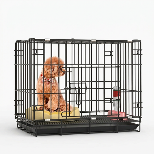 Foldable Pet Cage with Tray - Easy Clean & Portable Design