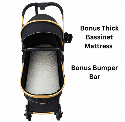 Preorder - Legacy Gold 4 in 1 Travel System Bundle - Stroller + Bassinet + Capsule + Isofix Base + 360 Rotating Car Seat