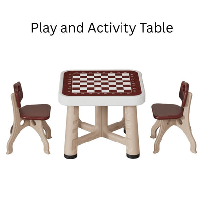 Kids’ Play & Activity Table Set – Table + 4 Chairs | Game Board and Storage