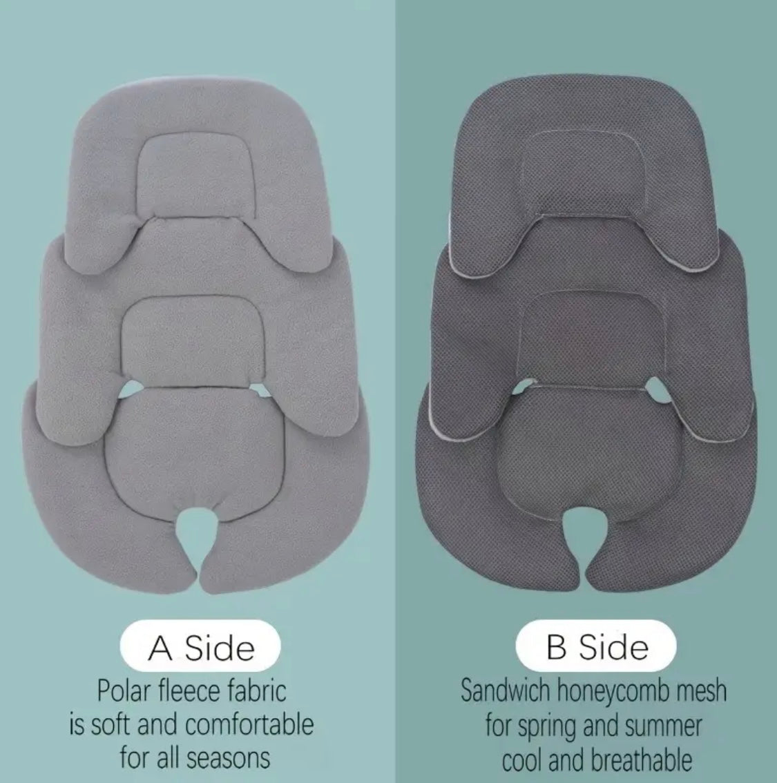 Reversible Baby Capsule & Stroller & High Chair Cushion - GREY