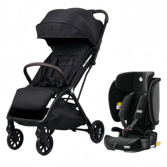 Baby Brightness FlexGo Portable Auto Folding Compact Travel Pram and Portable ISOFIX Travel Booster Car Seat Black