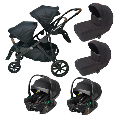 Pre-order Double Pram – Luxe Twin Stroller with Double Bassinets and Reclining Car Seats