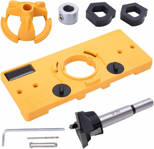 Concealed 35mm Cup Style Hinge Jig Boring Hole Drill Guide with Drill Bit Wood - salelink.co.nz
