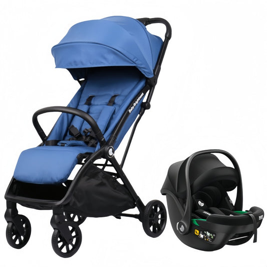 Baby Brightness FlexGo Auto Folding lightweight compact stroller with i-Size infant capsule Blue