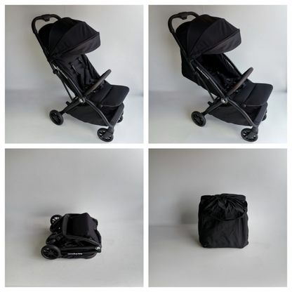 Baby Brightness FlexGo Auto Folding lightweight compact stroller with i-Size infant capsule and ISOFIX base Black