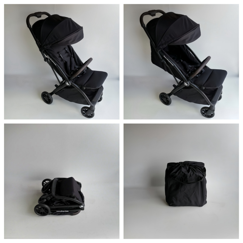 Travel Pram – FlexGo Lightweight Auto Folding Stroller with Booster Seat  (Black)