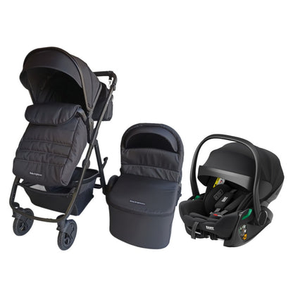 Pre-order Newborn Pram – Palms 2+ Stroller with Carrycot and Reclining Car Seat (Black)