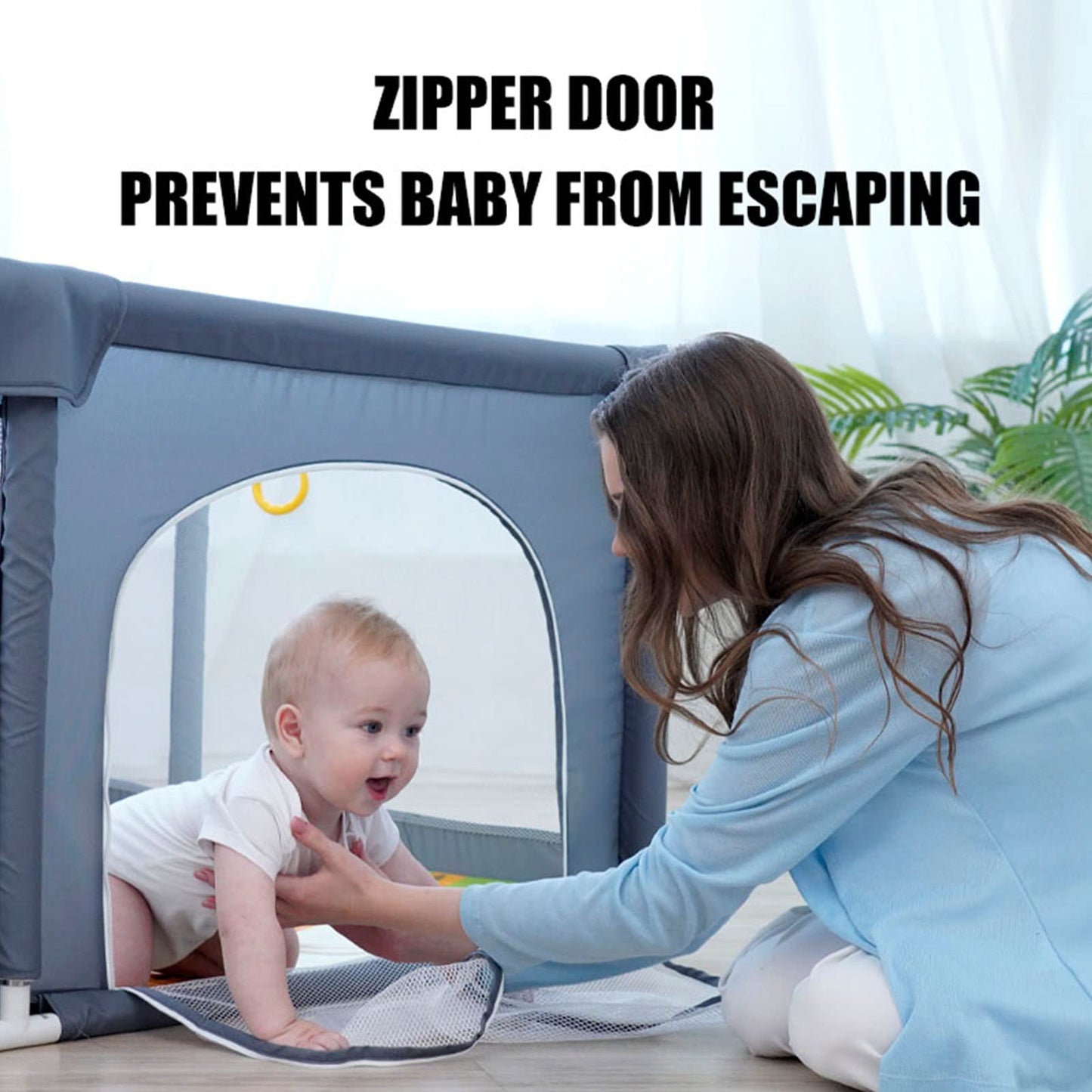 Foldable & Portable Fabric Baby Playpen 180x150x68cm-Grey