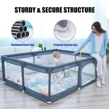 Foldable & Portable Fabric Baby Playpen 180x150x68cm-Grey