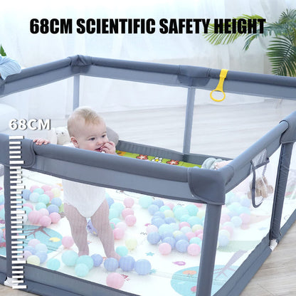 Foldable & Portable Fabric Baby Playpen 180x150x68cm-Grey