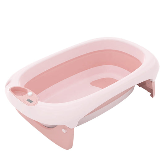 Foldable Bath Tub for Newborn, Baby & Kids With Thermometer-Pink