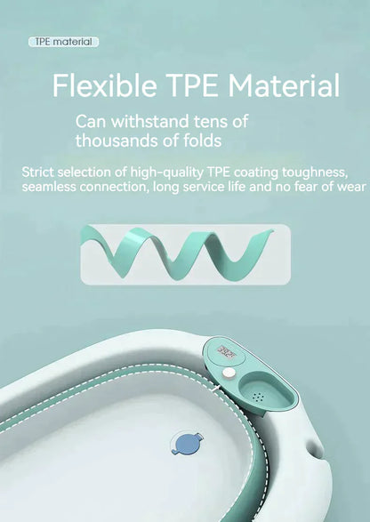 Foldable Baby Bath Tub & Soft Drying Bath Seat -Grey